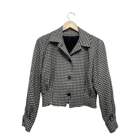 I MAGNIN Desing Studio Jacket Skirt Set Knit Check Wool Tweed Multi Vintage 4 - Picture 3 of 12